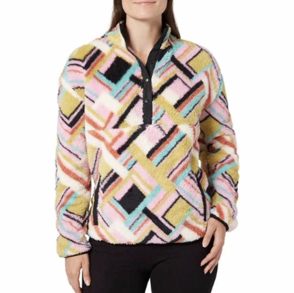 Hurley Women's Snap Super Soft Plush Fleece Pullover Sweatshirt
